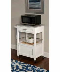 Linon Home Decor Products Linon Mitchell Wood Granite Top Kitchen Cart In White -Coast2Coast shop 41e136f40f2e2db5 6174 w800 h800 b0 p0