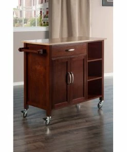 Winsome Wood Transitional Walnut And Natural Composite Wood Cart 94843 -Coast2Coast shop 421104f30da390dd 3068 w800 h800 b0 p0