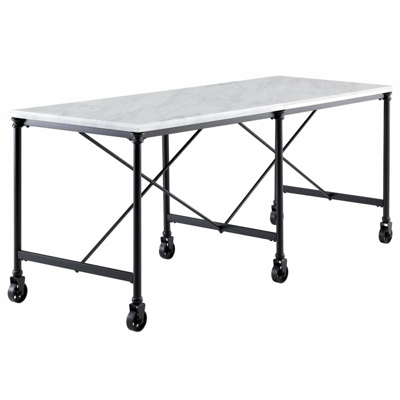 SEI Furniture Ellisman Faux Stone Rolling Kitchen Island - Marble 4 SEI Furniture Ellisman Faux Stone Rolling Kitchen Island - Marble - Image 2