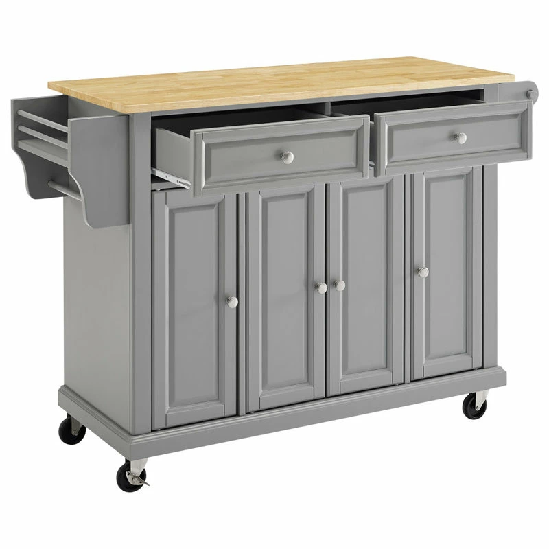 Crosley Natural Wood Top Kitchen Cart/Island, Vintage Grey 3 Crosley Natural Wood Top Kitchen Cart/Island, Vintage Grey