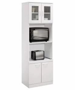 Decor Love Tall Pantry Cabinet, 2 Storage Cabinets And 2 Spacious Open Shelves, White