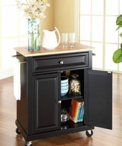 Crosley Natural Wood Top Portable Kitchen Island Cart, Black -Coast2Coast shop 4561470206463a5c 0198 w800 h800 b0 p0
