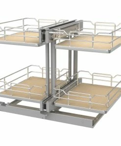 Rev-A-Shelf Steel 2-Tier Pull Out Solid Bottom Organizer For Blind Corner Cabinet, 15"