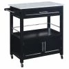 Linon Home Decor Products Cameron Kitchen Cart With Granite Top, 30W X 17.99D X 36.02H, Black