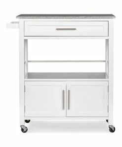 Linon Home Decor Products Linon Cameron Wood Granite Top Kitchen Cart In White -Coast2Coast shop 4bc135be040083d0 5645 w800 h800 b1 p0