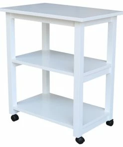 International Concepts Solid Wood Microwave Cart White