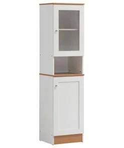 Hodedah Import Inc. 63" Tall Open Shelf Enclosed Storage Kitchen Pantry, White