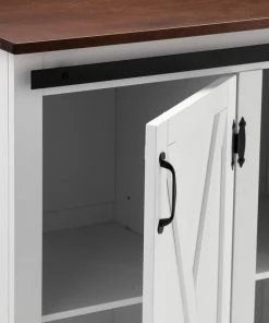 SEI Furniture Lenton Barn-Door Kitchen Island, Dark Brown And White -Coast2Coast shop 4eb14e4a0dc5939c 1206 w800 h800 b0 p0