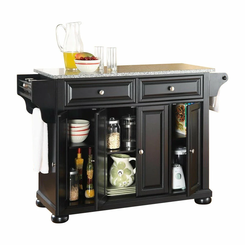 Crosley Alexandria Solid Granite Top Kitchen Island, Black Finish 3 Crosley Alexandria Solid Granite Top Kitchen Island, Black Finish