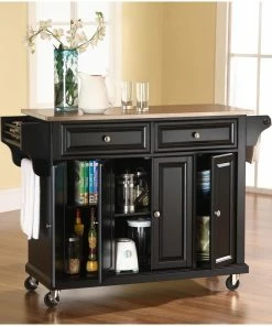 Crosley Stainless Steel Top Kitchen Cart/Island, Black -Coast2Coast shop 4f3124830646344d 0109 w800 h800 b0 p0