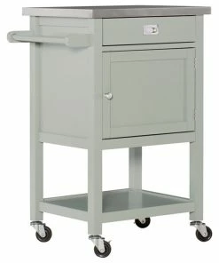Linon Home Decor Products Linon Sydney Wood Steel Top Kitchen Storage And Prep Cart In Gray