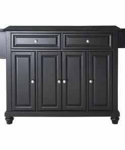 Crosley Cambridge Solid Black Granite Top Kitchen Island, Black Finish