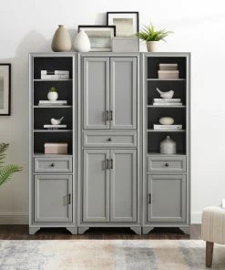 Crosley Tara 3-Piece Pantry Set, Distressed Gray Pantry And 2 Linen Cabinets -Coast2Coast shop 51f151690f73ba1f 0207 w800 h800 b0 p0