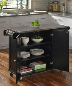 Hawthorne Collections Stainless Steel Top Kitchen Cart In Black 7 Hawthorne Collections Stainless Steel Top Kitchen Cart In Black -Coast2Coast shop 530169940892a5dc 8235 w800 h800 b0 p0