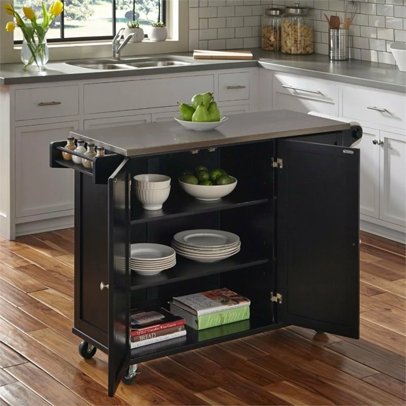 Hawthorne Collections Stainless Steel Top Kitchen Cart In Black 5 Hawthorne Collections Stainless Steel Top Kitchen Cart In Black - Image 3