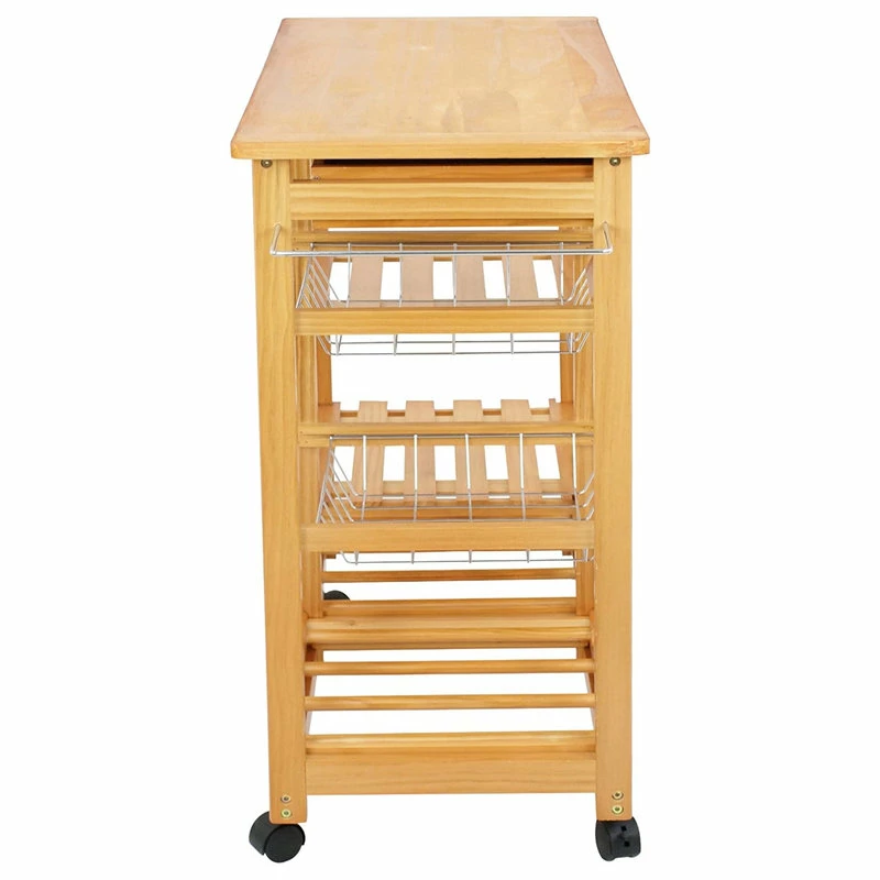 Imtinanz Multi Functional Rolling Wooden Storage Trolley 5 Imtinanz Multi Functional Rolling Wooden Storage Trolley - Image 3