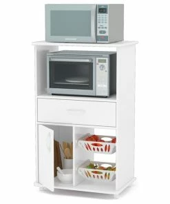 Boahaus Grenoble 1-Drawer Modern Wood Kitchen Storage Cabinet In White