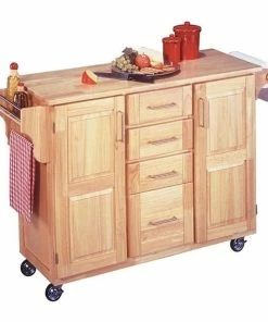 Homestyles General Line Wood Rolling Kitchen Cart In Brown