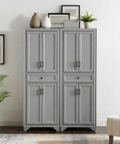 Crosley Tara 2-Piece Pantry Set, Distressed Gray 2 Pantries -Coast2Coast shop 58a159270f73baff 0945 w800 h800 b0 p0
