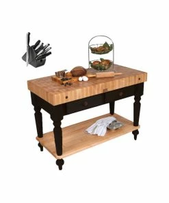 Boos Blocks John Boo Cucr05-Shf 48"x24" Rustica Table, Henckels Knife Set
