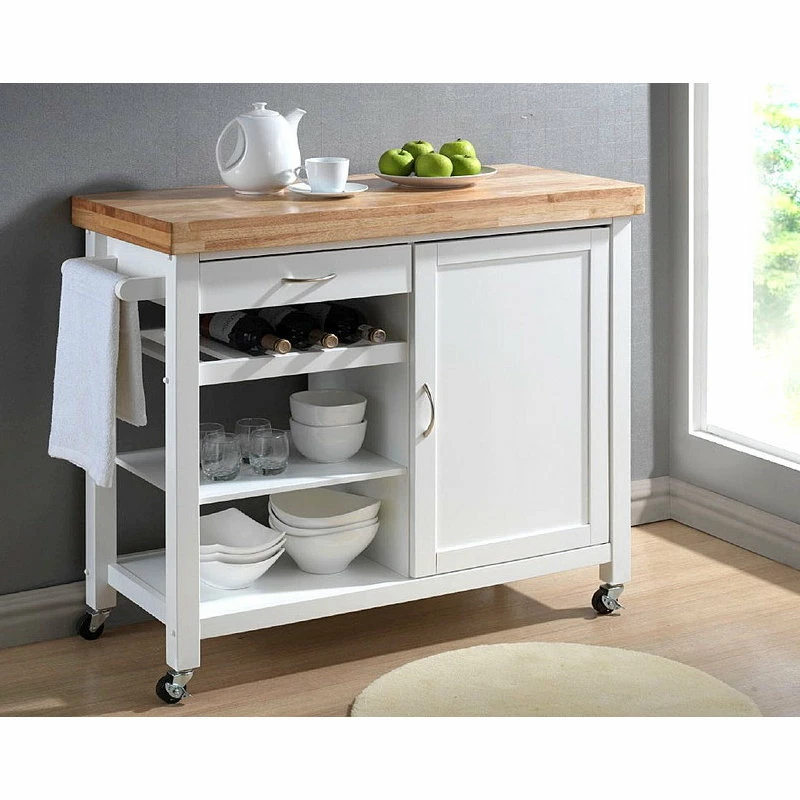 Baxton Studio Denver White Modern Kitchen Cart 5 Baxton Studio Denver White Modern Kitchen Cart - Image 3