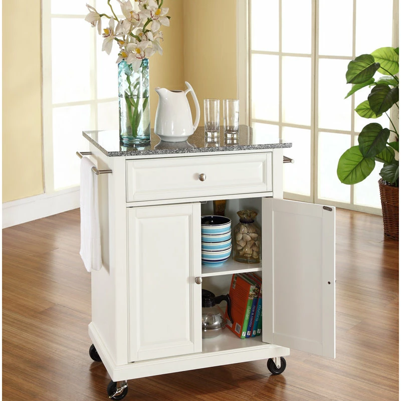 Crosley Solid Granite Top Portable Kitchen Cart/Island, White Finish 6 Crosley Solid Granite Top Portable Kitchen Cart/Island, White Finish - Image 4