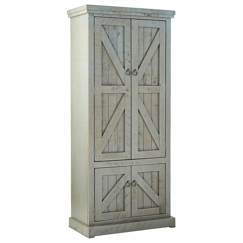 Decorn Rustic Pantry Cabinet, Engineered Wood With X Patterned Doors, Dark Blue 3 Decorn Rustic Pantry Cabinet, Engineered Wood With X Patterned Doors, Dark Blue