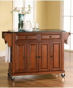 Crosley Solid Black Granite Top Kitchen Cart/Island, Classic Cherry Finish -Coast2Coast shop 5d81125e064636cc 0166 w800 h800 b0 p0