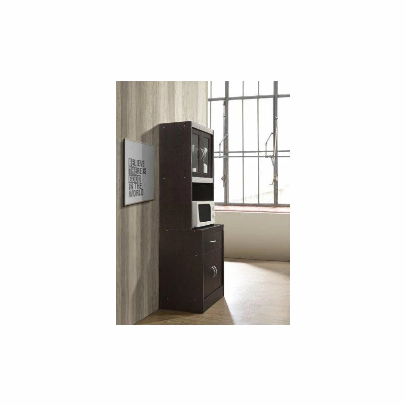 Hodedah Import Inc. Kitchen Cabinet With 1-Drawer, Chocolate-Gray 5 Hodedah Import Inc. Kitchen Cabinet With 1-Drawer, Chocolate-Gray - Image 3