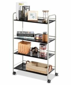 Costway 4 Tiers Rolling Storage Cart Utility Organizer Kitchen Multifunction