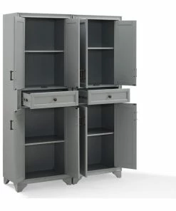 Crosley Tara 4 Door Pantry Set In Distressed Gray (Set Of 2) -Coast2Coast shop 62c124c70e6b102e 6287 w800 h800 b1 p0
