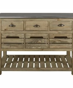 Crafters And Weavers Barlow Crate Kitchen Island Rustic Pine And Zinc Top