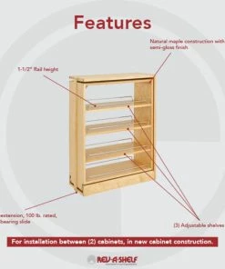 Rev-A-Shelf Wood Base Filler Pull Out Organizer For New Kitchen Applications, 9" 11 Rev-A-Shelf Wood Base Filler Pull Out Organizer For New Kitchen Applications, 9" -Coast2Coast shop 6501b75402585883 8036 w800 h800 b0 p0