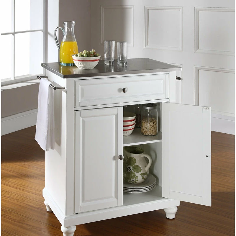 Crosley Cambridge Stainless Steel Top Portable Kitchen Island, White Finish 6 Crosley Cambridge Stainless Steel Top Portable Kitchen Island, White Finish - Image 4