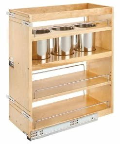 Rev-A-Shelf Wood Base Cabinet Utility Pull Out Organizer With Soft Close, 10.5"
