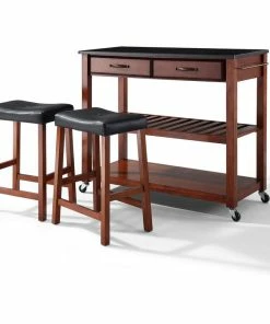 Crosley Solid Black Granite Kitchen Cart, Classic Cherry, 24" Upholstered Saddle Stools 10 Crosley Solid Black Granite Kitchen Cart, Classic Cherry, 24" Upholstered Saddle Stools -Coast2Coast shop 6611db6006463d73 0161 w800 h800 b1 p0