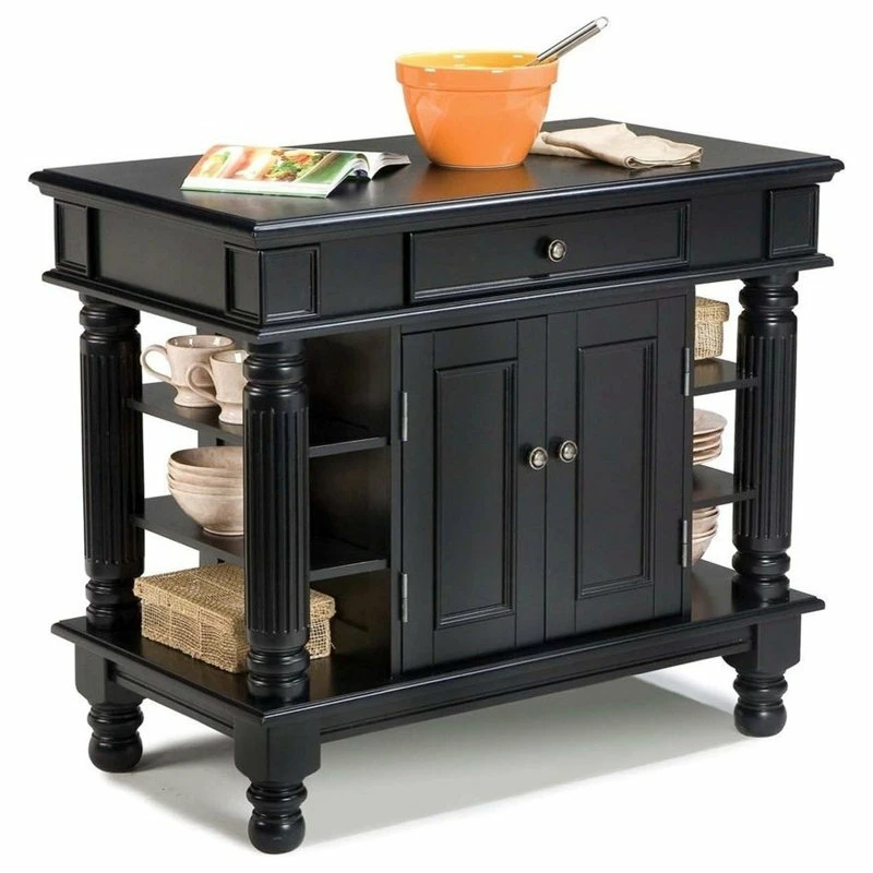 Homestyles Americana Wood Kitchen Island In Black 4 Homestyles Americana Wood Kitchen Island In Black - Image 2