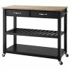 Crosley Natural Wood Top Kitchen Cart/Island With Optional Stool Storage, Black Finish -Coast2Coast shop 66e160a906685ec4 0208 w800 h800 b1 p0