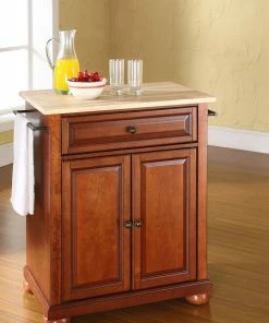 Crosley Alexandria Natural Wood Top Portable Kitchen Island, Classic Cherry Finish -Coast2Coast shop 66e1f33c0b0d8a94 0161 w800 h800 b0 p0