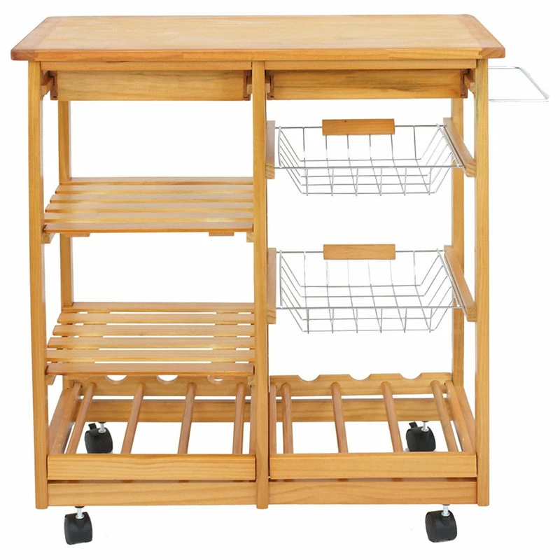 Imtinanz Multi Functional Rolling Wooden Storage Trolley 4 Imtinanz Multi Functional Rolling Wooden Storage Trolley - Image 2