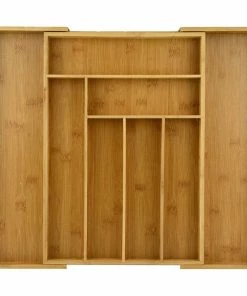 Heim Concept Extendable Oragnic Bamboo Drawer Organizer Tray In Brown