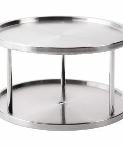 CTE Jiallo Stainless Steel Lazy Susan, 2-Tier Turntable Organizer