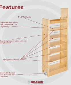 Rev-A-Shelf Wood Tall Cabinet Pull Out Pantry Organizer With Soft Close, 11" -Coast2Coast shop 6b9103a20fb3f49c 8041 w800 h800 b0 p0