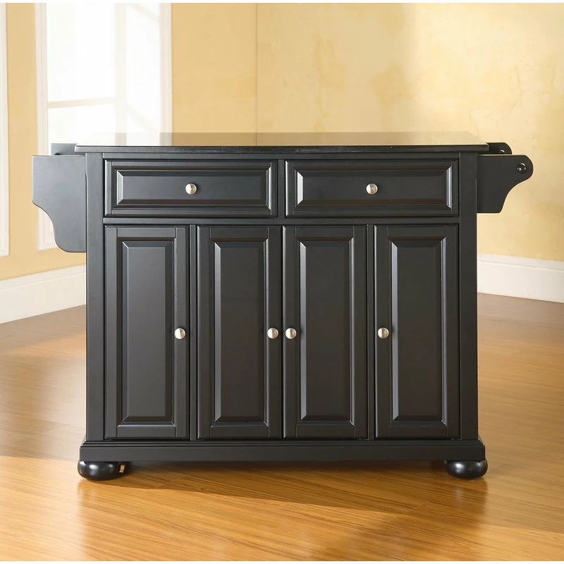 Crosley Alexandria Solid Black Granite Top Kitchen Island, Black 6 Crosley Alexandria Solid Black Granite Top Kitchen Island, Black - Image 4