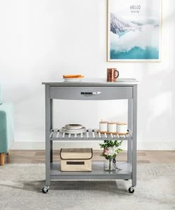 Boraam Industries, Inc. Holland Kitchen Cart With Stainless Steel Top, Gray -Coast2Coast shop 6bb1fc9a0de97582 0882 w800 h800 b0 p0