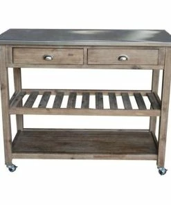 Bowery Hill Kitchen Cart In Wire Brush
