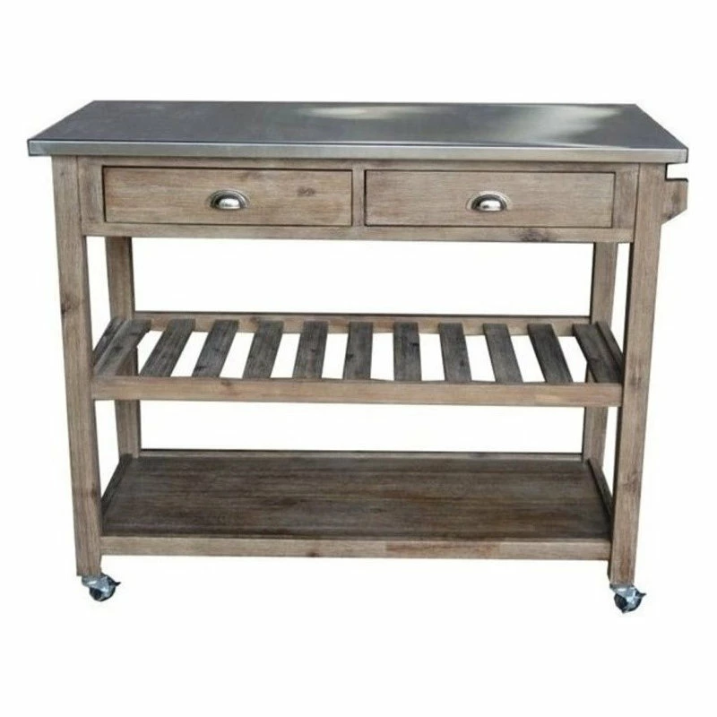 Bowery Hill Kitchen Cart In Wire Brush 3 Bowery Hill Kitchen Cart In Wire Brush