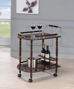 Coaster Home Furnishings 2-Tier Serving Cart With Casters, Merlot And Brass -Coast2Coast shop 6da1a37e01ef0b40 9734 w800 h800 b0 p0