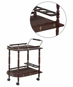 Coaster Home Furnishings 2-Tier Serving Cart With Casters, Merlot And Brass -Coast2Coast shop 6da1eaaa01ef0b45 9734 w800 h800 b1 p0