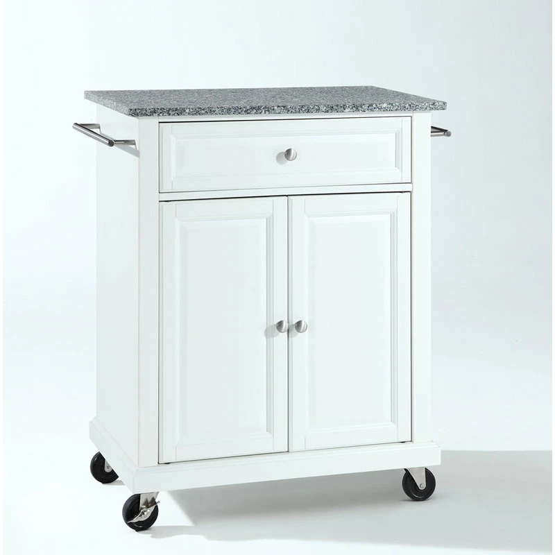 Crosley Solid Granite Top Portable Kitchen Cart/Island, White Finish 4 Crosley Solid Granite Top Portable Kitchen Cart/Island, White Finish - Image 2